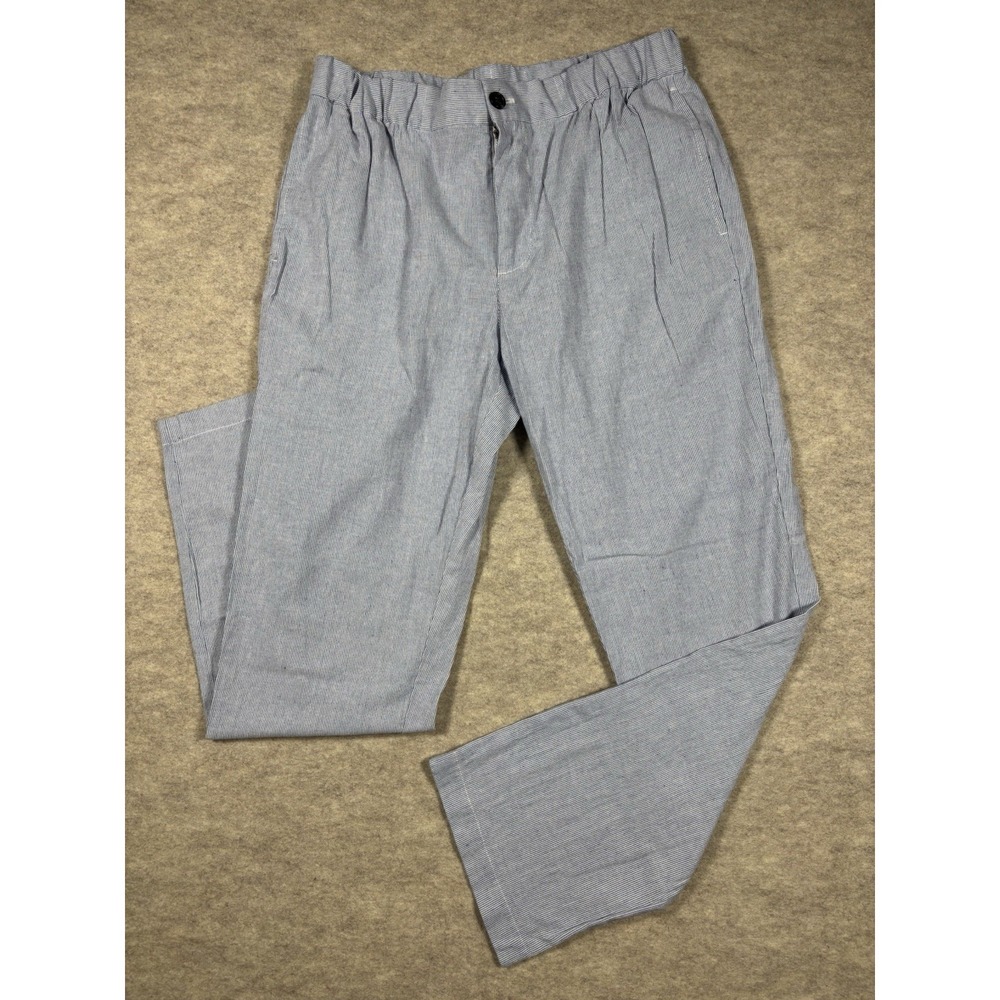 Southern Proper Beach Walker Pants Mens L Large Blue White Ticking Stripe Cotton